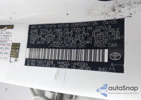 2005 Toyota Prius из США, поврежденный, VIN JTDKB22U953067281